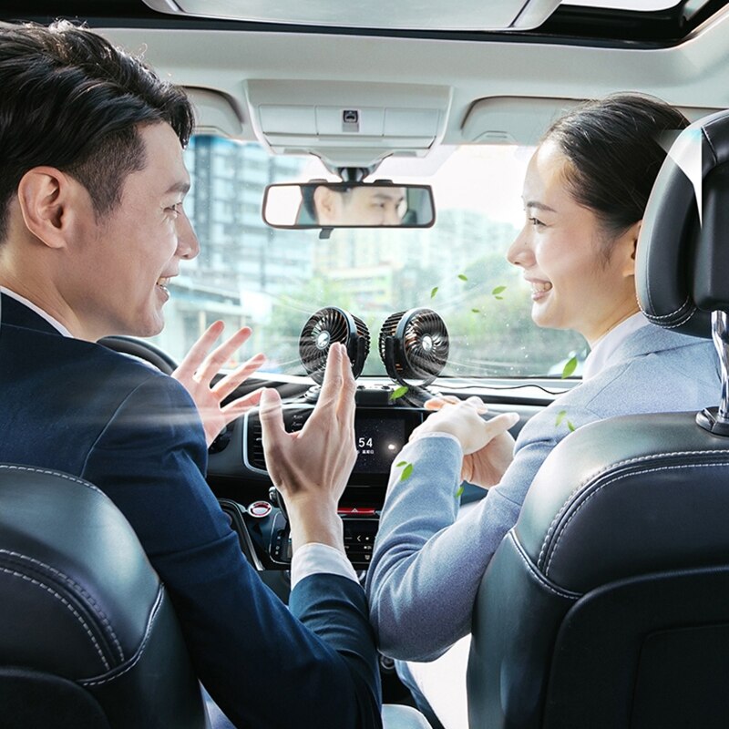 2022 5V 12V 24V Mini Dual Head Car USB Fan Low Noise For Air Vent Mounted Cooling Fan