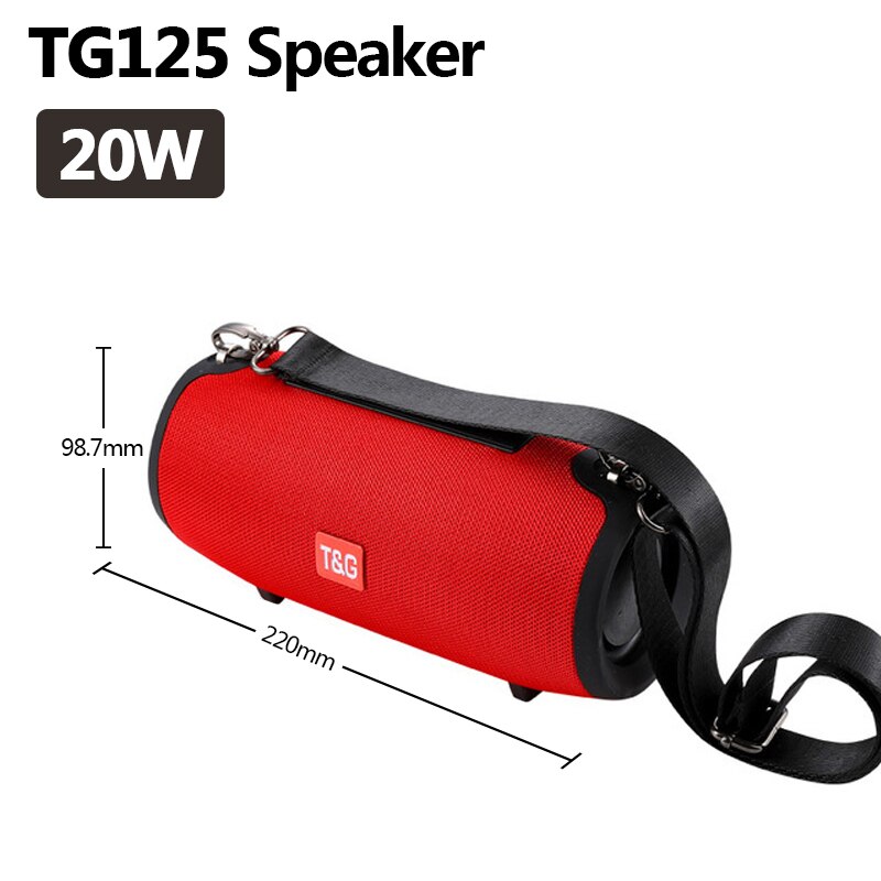 Outdoor Portable Bluetooth Speaker 20W Wireless Column Sound Box Bass Subwoofer FM Radio Boombox AUX USB PC Soundbar for Phone: Red