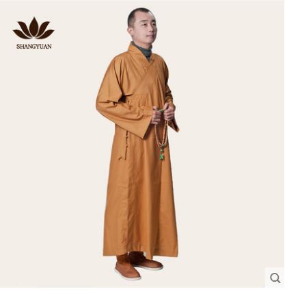 Men buddhist monk robes Shaolin monk Long gown for men Winter Meditation Zen: Orange / 4XL