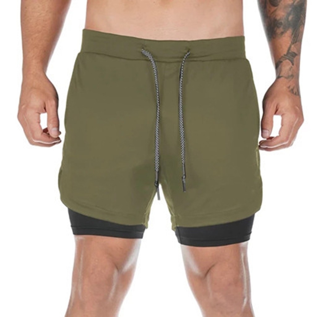 Zomer Sportbroek Mannen 2 In 1 Sneldrogende Zakken Binnen Training Quick Dry Running Sport Korte Broek Jogging Fitness shorts