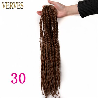 Verves ombre virkade flätor 6 pack ,30 trådar/pack 18 '', litet senegalesiskt twist hår syntetiskt flätat hårförlängningar brunt, grått: #30