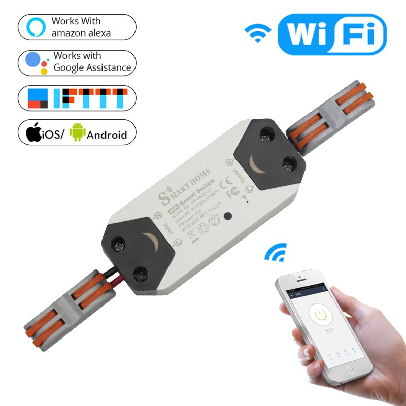 Diy wifi smart lyskontakt universal breaker timer trådløs fjernbetjening fungerer med alexa google home smart home 1 stk