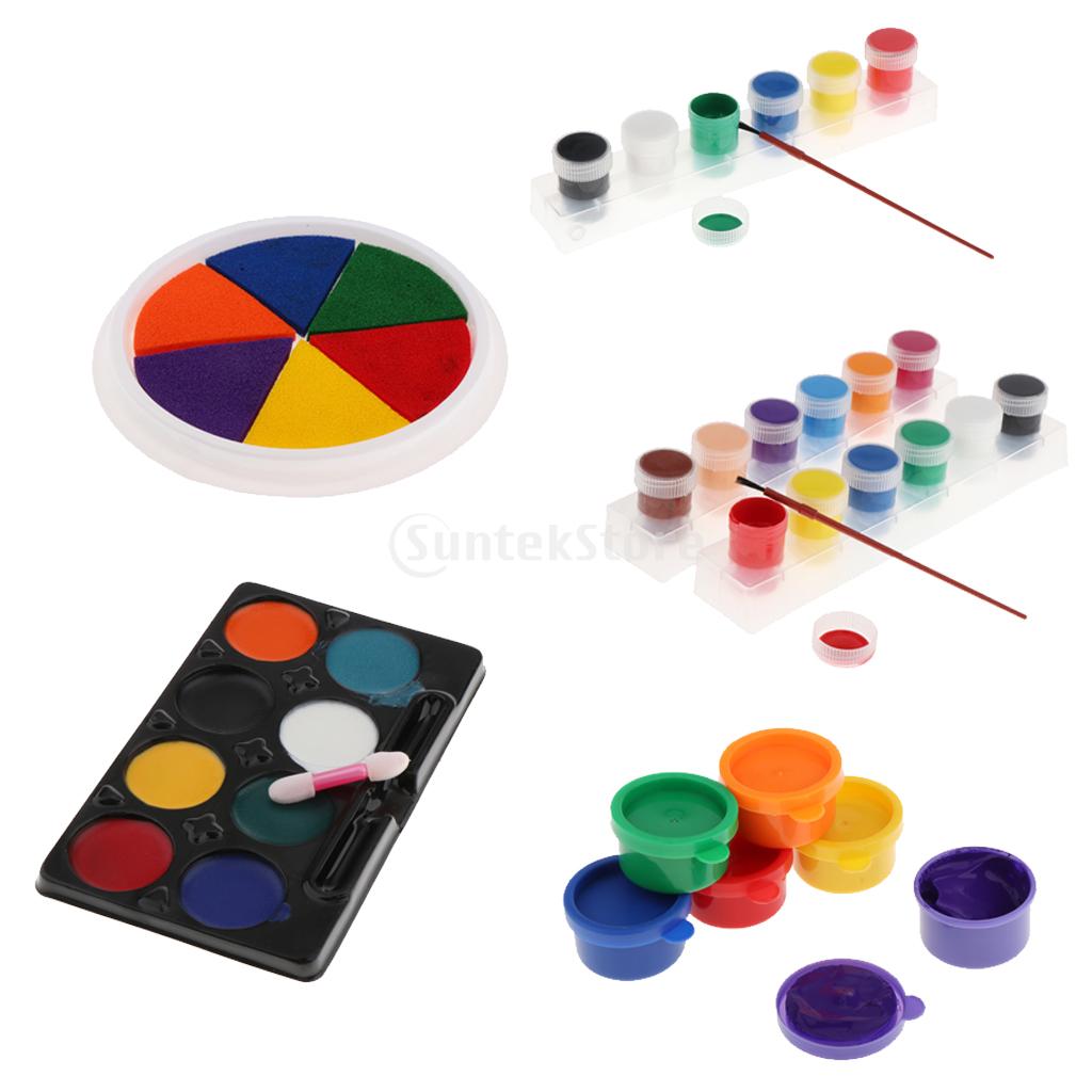 Kids Children DIY Finger Graffiti Painting Colorful Rainbow Ink Pad - 6 Vivid DIY Colors in Round Box