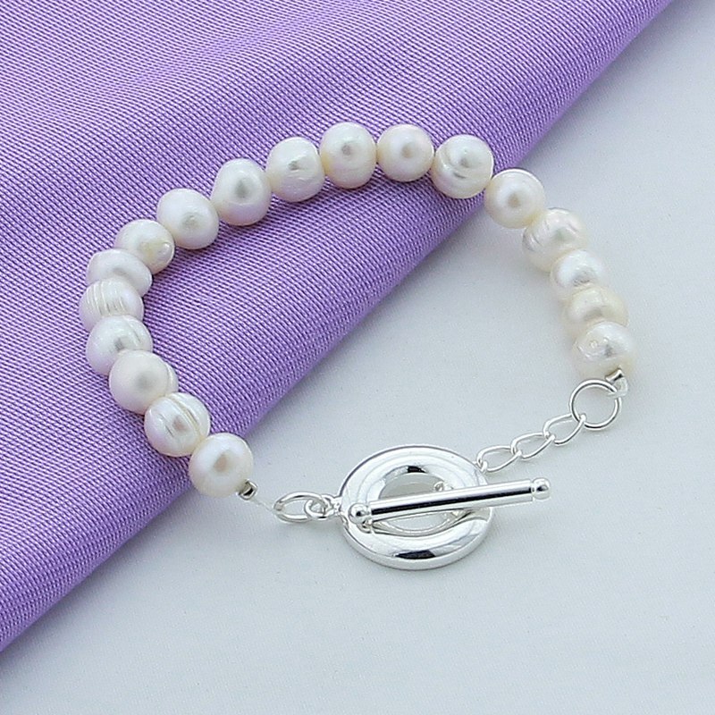 New 925 silver bracelet natural freshwater pearl women's bracelet for wedding jewelry