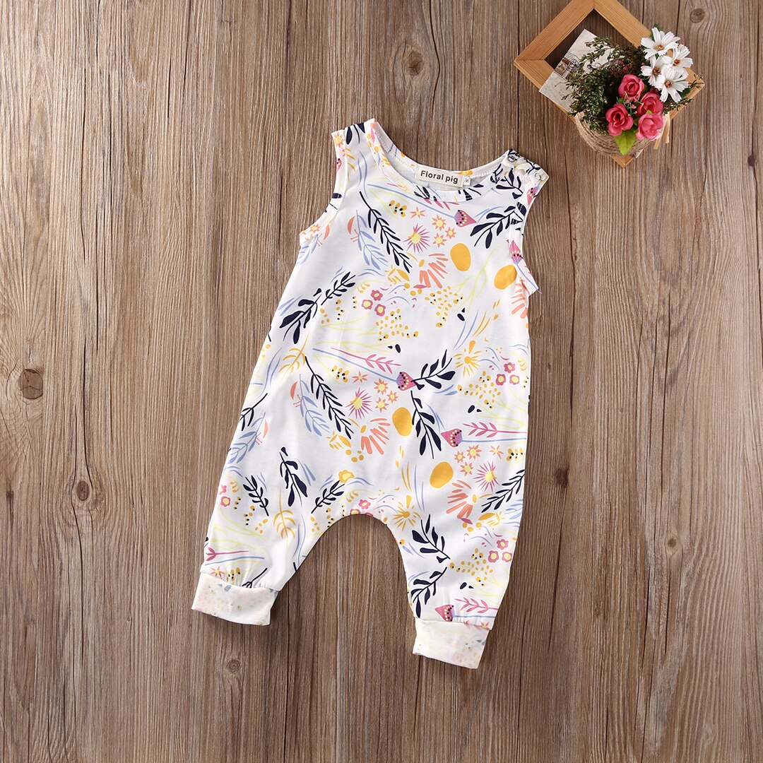 Romper do bebê sem mangas Criança Crianças Menino Menina Romper Floral Playsuit Roupas Outfit