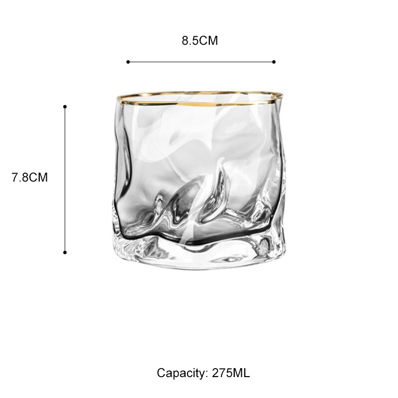 Nodic Origami Shape Glass Cup Glass Transparent Whiskey Glass Home Liquor Spirits Wine Glass Beer Glass Cocktail Glass: Transparent Gold Rim