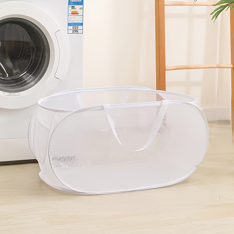 Ademend Mesh Opvouwbare Wasmand Huishoudelijke Vuile Kleren Organizer Handvat Lichte Draagbare Broek Sorteerder Tool Item: Licht Geel