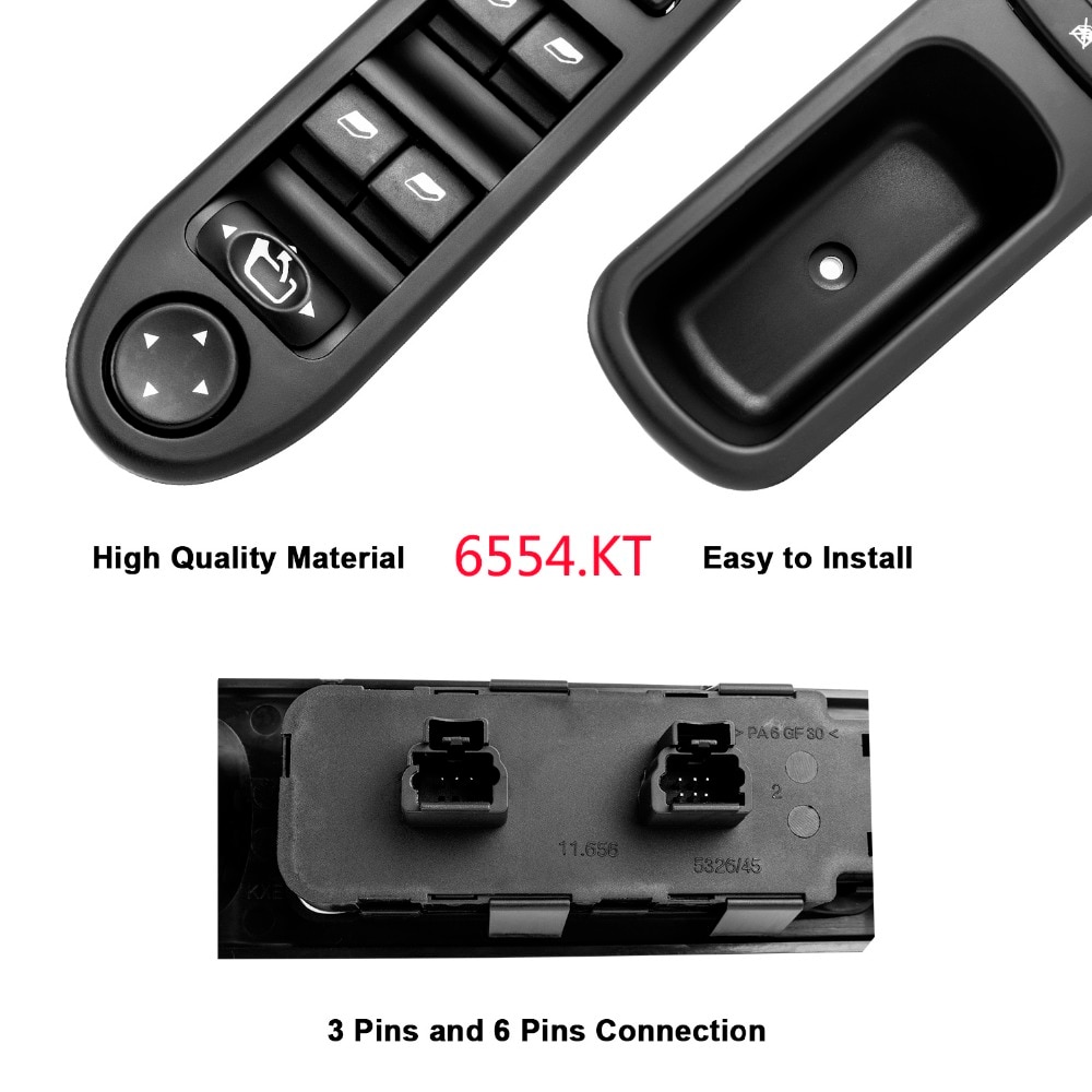 Yaopei 6554.ER/ 6554.KT/ 6554.QC Electric Power Window Control Schakelaar Fit Voor Peugeot * 207 307 307CC 307SW 6554KT 6554QC 6554ER