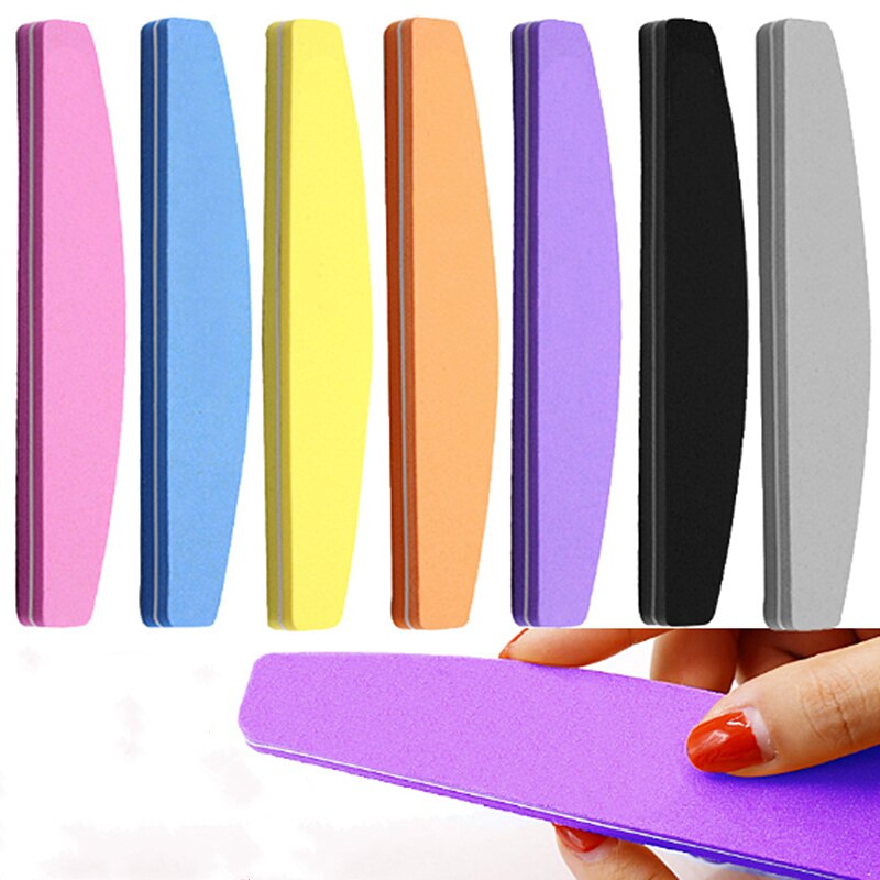 5Pcs Kleurrijke Nail File Buffer Spons 100/180 Schuren Wasbare Nagellak Blokken Voor Uv Gel Pedicure Manicure Care gereedschap