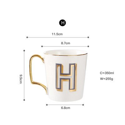 EWAYS – tasse à café en porcelaine avec poignée dorée, pour Couple, avec lettres créatives, d'anniversaire et de mariage: 8