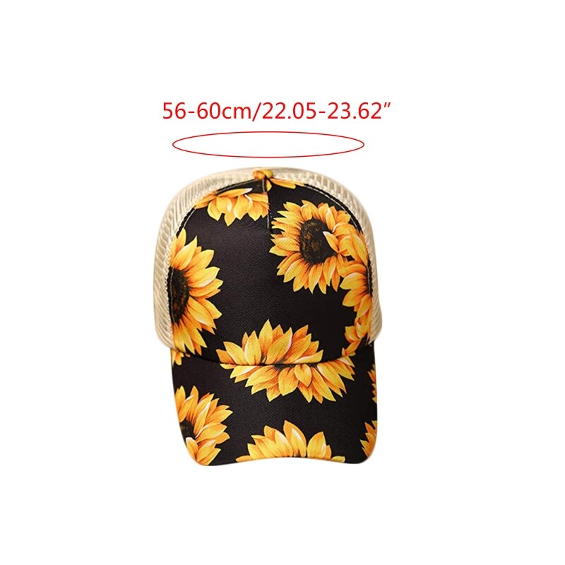 Solsikke regnbue striber baseball kasket mesh hul kors hestehale far hat  c6ud
