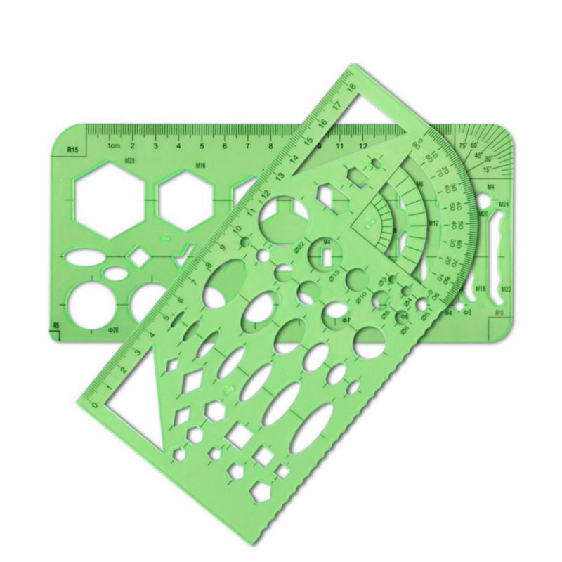 11 Pcs Drawings Templates Rulers Learn School Practical Measuring Multifunction 090F