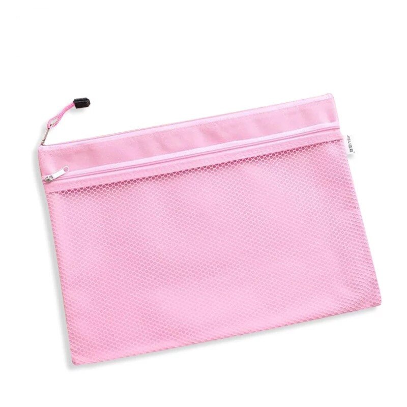 Bolsa de lona con cremallera A4, organizador de papel para documentos, bolsa protectora de almacenamiento, papelería, 2 capas, resistente al agua, novedad, 1 ud.: pink