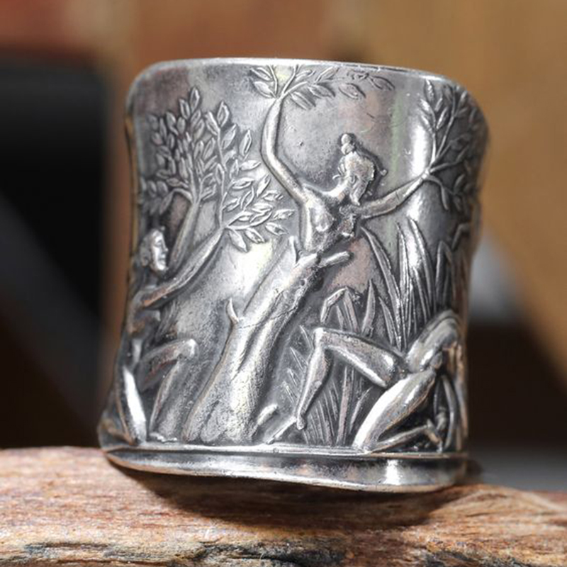 Vintage Art Graveren Griekse Mythologie Laurier Godin Patroon Ring Charm Dames Punk Party Ring Sieraden