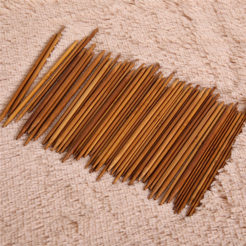 55 kpl bambu neulepuikot puiset virkkuukoukut kaksikärkiset hiiltyneet bambupuikot neulepusero kudottu askartelu 11 kokoa 13cm