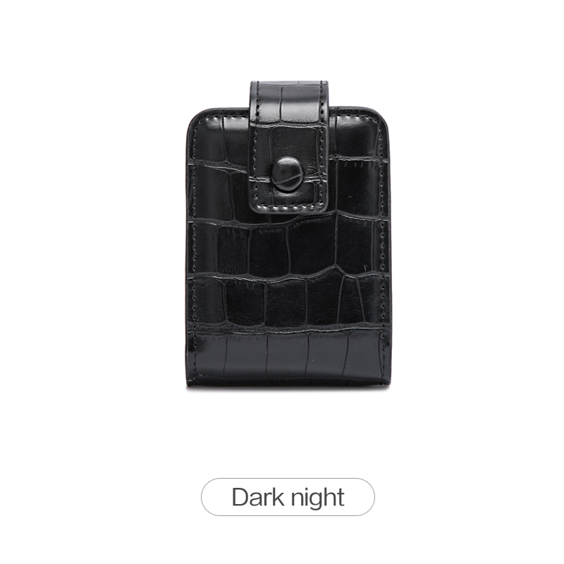 Mini przenośna kosmetyczka z lustrem, minimalistyczna mała kosmetyczka z guzikiem, damska kosmetyczka z wytłoczonym krokodylem: Black