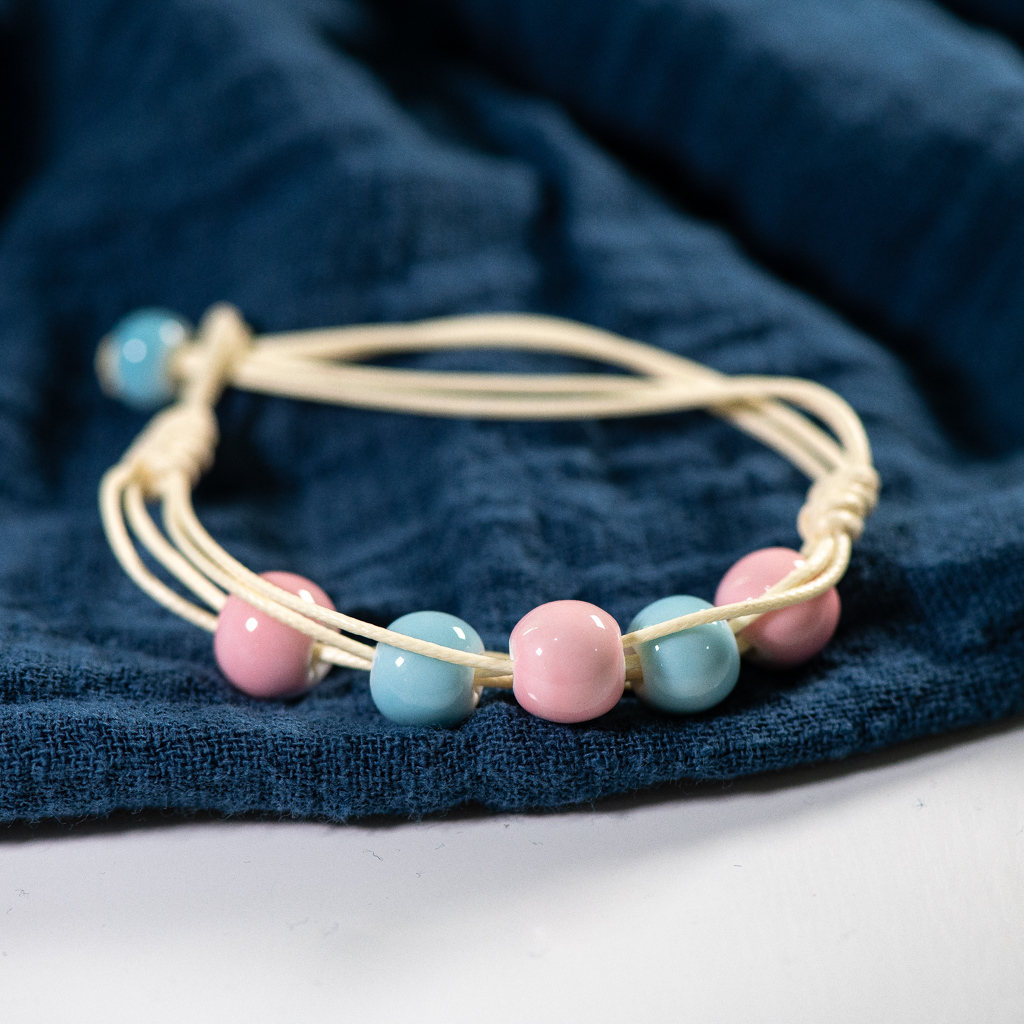 Love stone women's ceramic bracelet Female hand-woven couple small jewelry #5347: Blue Zinc Plated