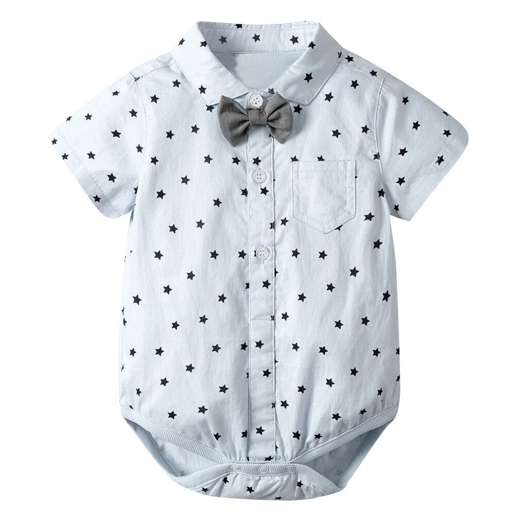 Niños pequeños bebé niños Caballero estrellas arco Tops camiseta sólido pantalones cortos trajes