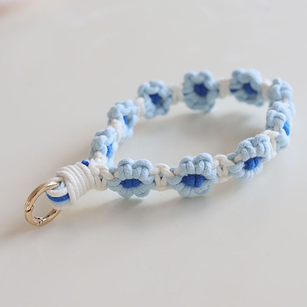 etui na telefon w stylu koreańprzejrzeć boho z sznurkiem, breloczek robić kluczy, opaska na nadgarstek robić telefonu, pleciony brelok z kwiatkiem stokrotki, zawieszka robić torby.: Srebrny