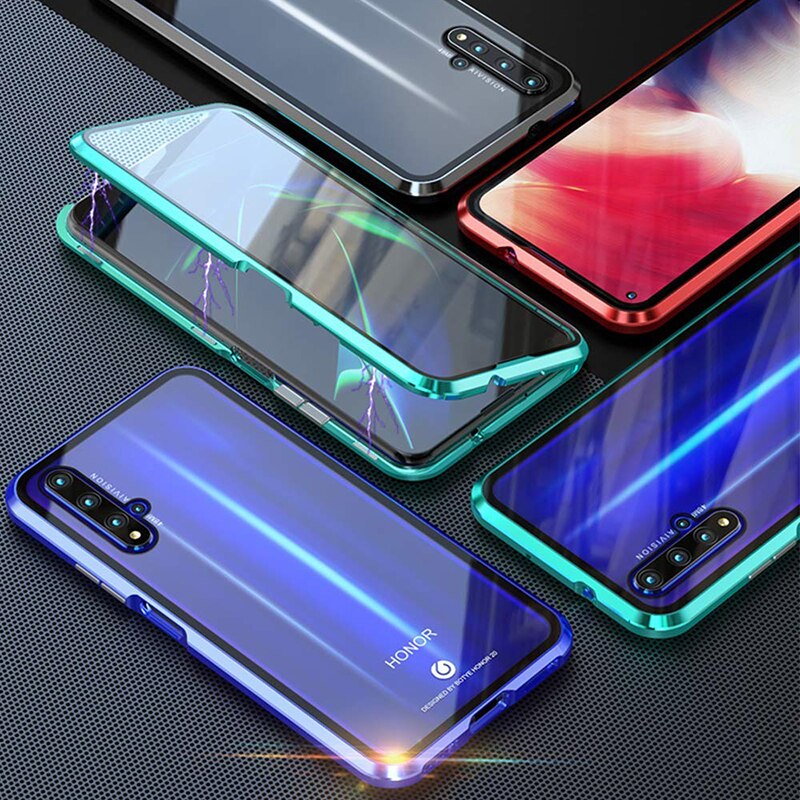 Magnetische Case Voor Huawei Nova 5T 5T T5 Yal-l21 Dubbelzijdig Glas Telefoon Cover Honor 20 Pro Case Nova 5T Metalen Adsorptie Fundas