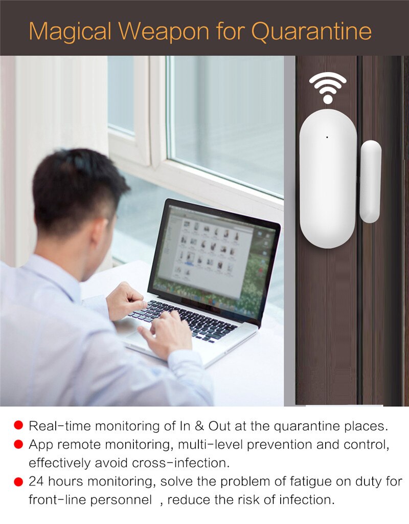 1/2/3/4Pcs Smart WiFi Door Sensor Tuya Window Detectors Home Security Alert APP Smart Life,Voice Control for Alexa Google Home
