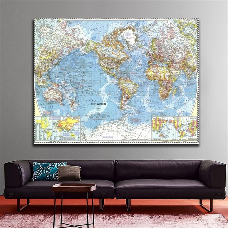 World Wall Map Poster 9060cm Home Decoration Wall Grandado