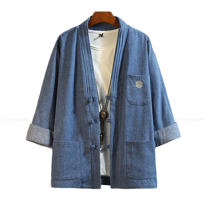 Japanese Style Kimono Haori Samurai Robes Gown Chinese Hanfu Cardigan Jackets Retro Qipao Tops Denim Coats Casual Blouse