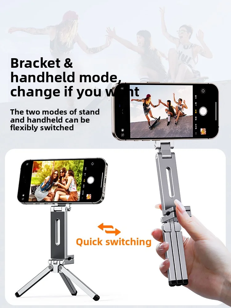 Sammenfoldelig magnetisk telefonstativholder bærbar rejsestativ til iphone og android håndfri videooptagelse på skrivebord/fly/tog