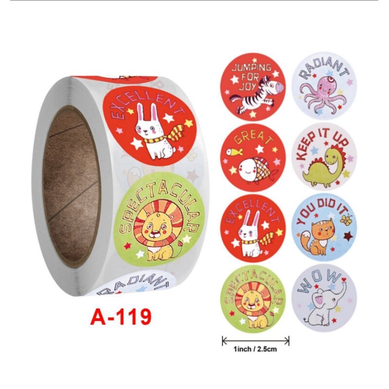 500 Autocollants Animaux En Rouleau - Stickers Ronds Enfants, Récompenses, Déco DIY