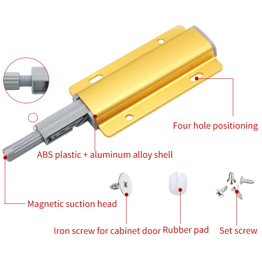 2pcs Magnetic Push To Open Magnet Catch Cupboard Cabinet Aluminum Alloy Closure Door Latch Drawer Hotel Home Furniture Wardrobe