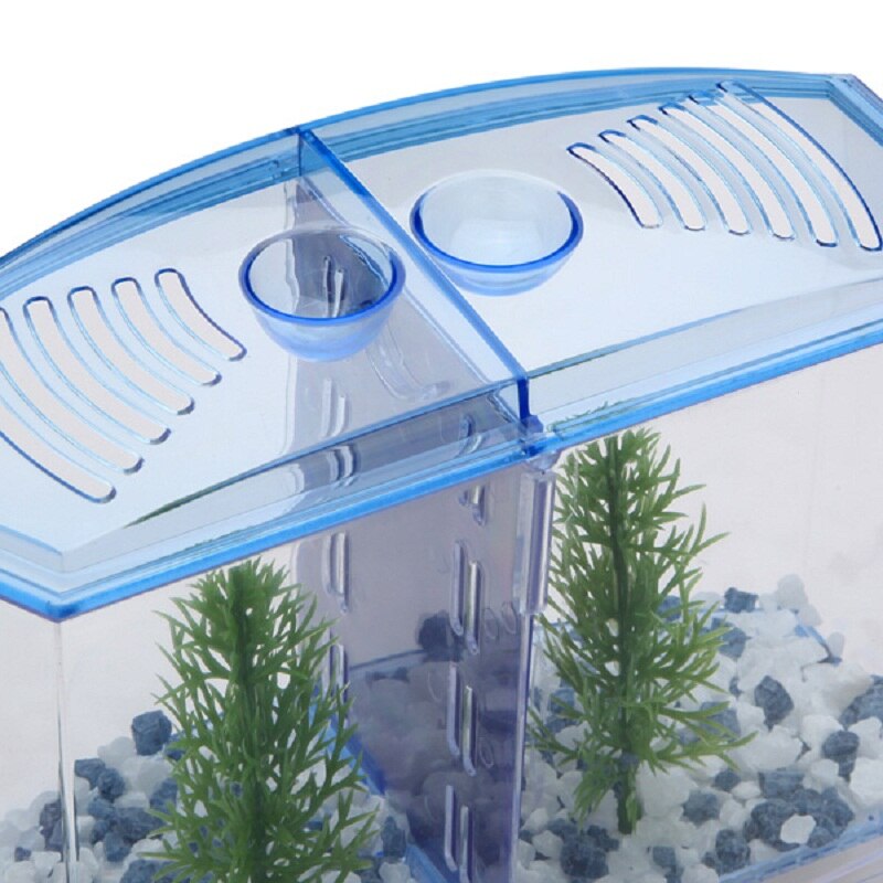 Tanque de peces Arcylic Tropical mini nano Betta para lucha, acuario, cría de dos cuencos, aislamiento Fry, incubadora, casa de tortuga, jaula para reptil