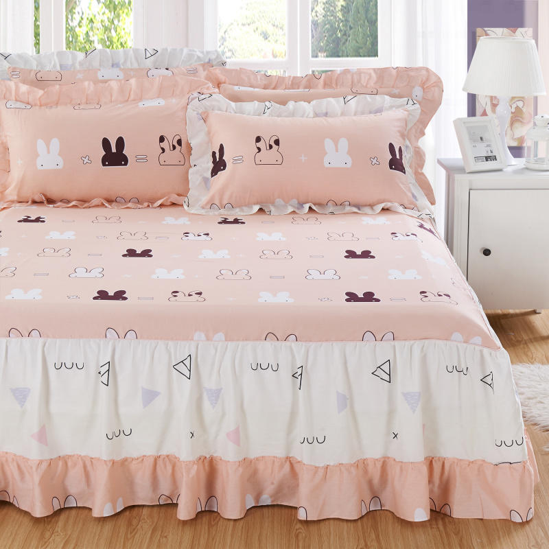 1 pc spreien, +2 kussenslopen, twee konijnenoren, luxe beddengoedset, goedkope bedovertrek, ruches, katoenen beddegoed