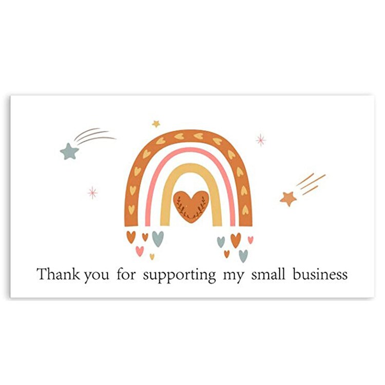 Rainbow Thank You Card For Supporting My Small Business Happy mail Thank You sticker Labels for Birth days Christmas decor: Card C 50pcs