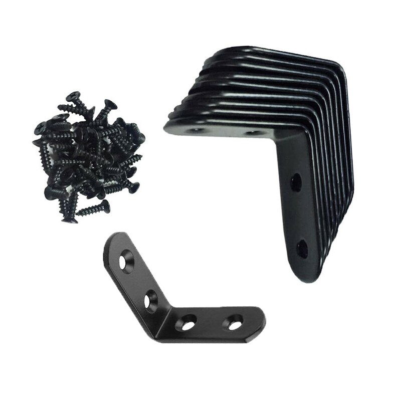10xRight Angle Bracket Corner Brace Iron L Shape Furniture Joint Attachment Kit