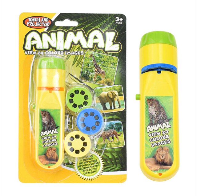 Children's Toy Storybook Torch Projector Kaleidoscope Sky Handrail Galaxy Night Light Up Cartoon Baby Toys Kids Educational Toys: wild animal