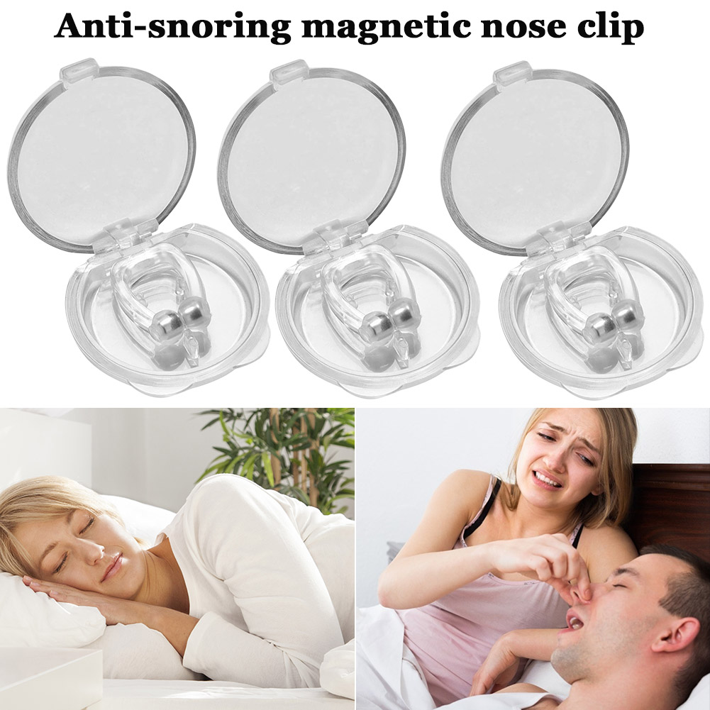 Pince-nez magnétique anti-ronflement en silicone, empêche l&#39;apnée du sommeil, aide à mieux dormir, livré avec étui