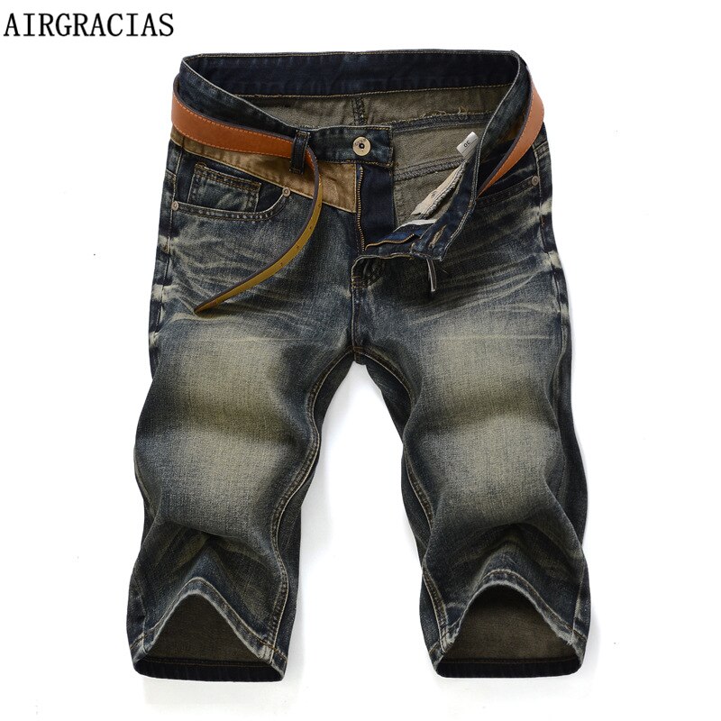 Airgracias shorts mænd jeans mærke tøj retro nostalgi farve denim bermuda shorts til mænd jean størrelse 28-38
