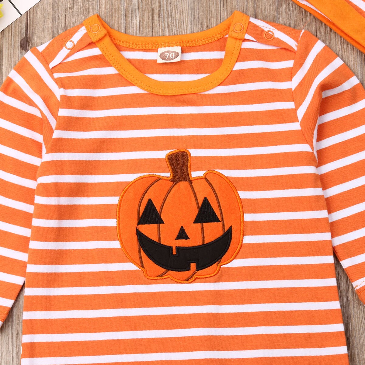 2019 fantasia Novità Appena nato Del bambino Della Ragazza del Ragazzo di Zucca di Halloween Vestiti A Strisce Pagliaccetto Lungo Del Manicotto del Vestito Della Tuta vestito 0-24M Carino