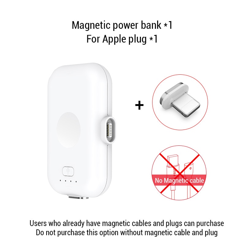 PZOZ Magnetic Power Bank For iPhone Micro USB Type C 1200mAh Mini Magnet Charger Power Bank For iPhone iPad Xiaomi Huawei Phone: For iPhone NO Cable