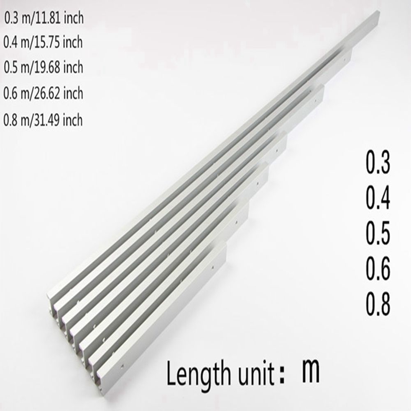 Riel de aluminio t-track t-slot, Riel de 300mm/400mm/500mm/600mm/800mm, ranura de fijación de tornillo T para Sierra de mesa herramienta de carpintería