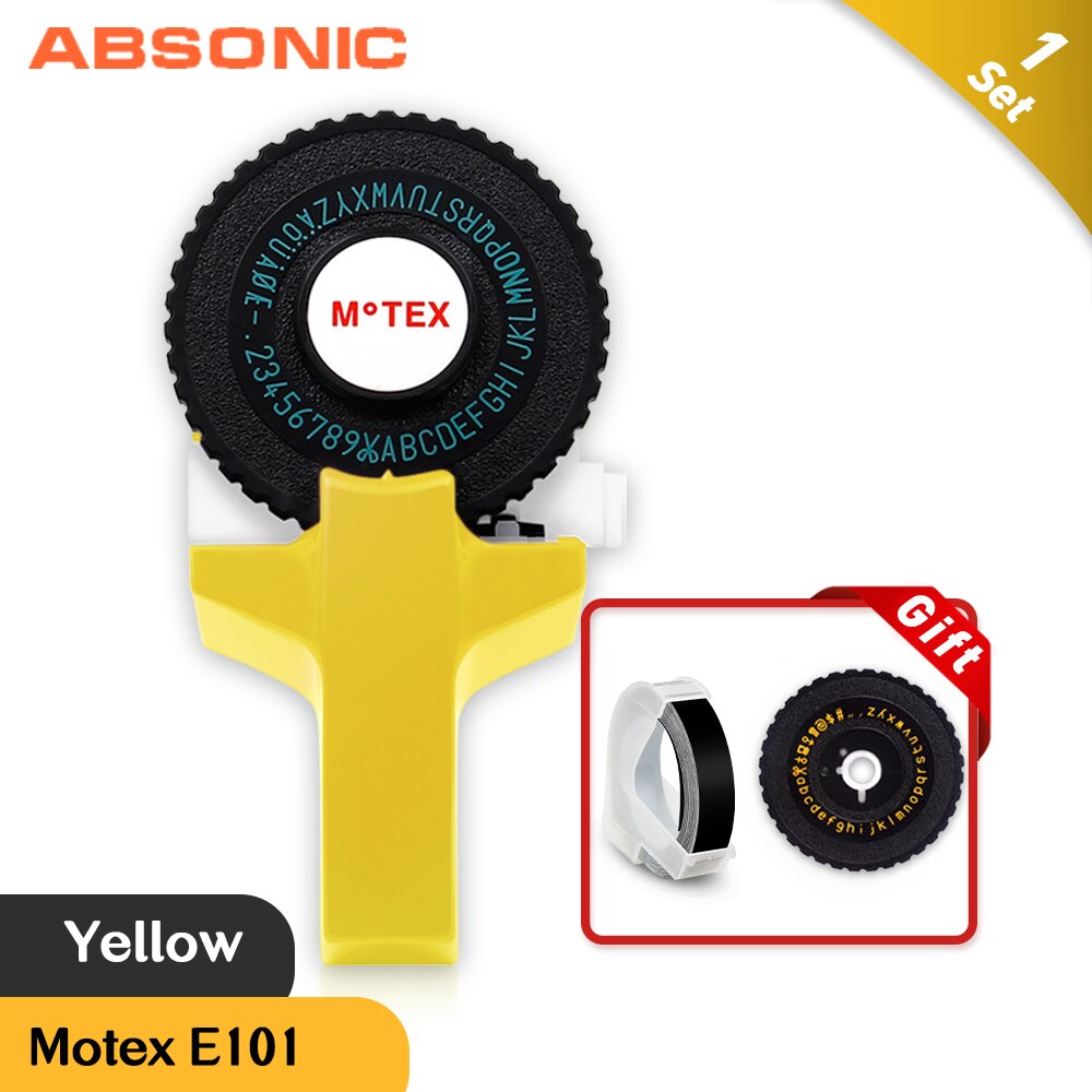 Absonic MoTex E101 with Wheels Printer Mini DIY for Dymo 3D Label Tape Embossing Manual Motex e101 Typewriter Lettering Machine: Yellow