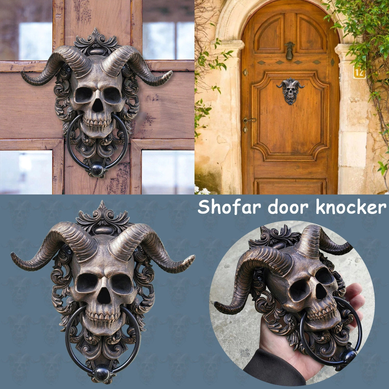 Poignée de porte en forme de tête de mort, rétro Antique, décoration murale, résine artisanale