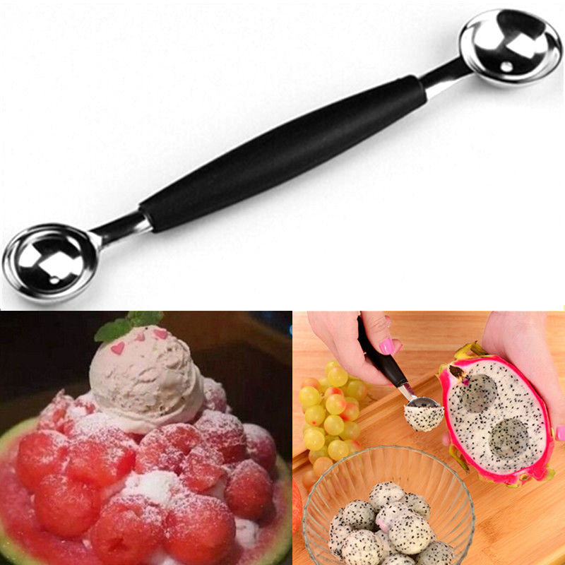 Fruit Baller Scoop Dubbele-End Rvs Meloen Praktische Lepel Koken Keuken Tool Voor Vrouwen Koken Keukengerei: Default Title
