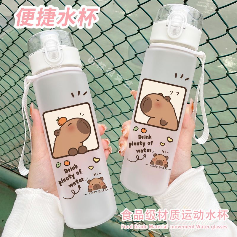 Botellas de bebida de rebote Capybara de 560ml, botella de agua de plástico barata Popular de dibujos animados, promocionales reutilizables, taza de agua de Capybara