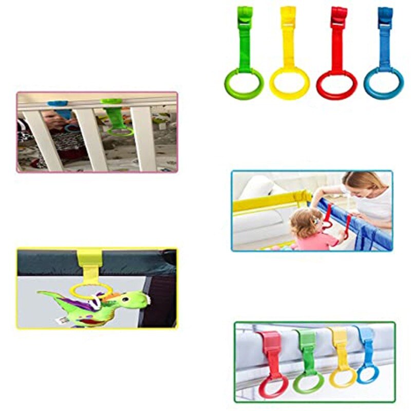 4 stk/parti ring til kravlegård baby krybbe kroge generel brug kroge baby legetøj senge ringe kroge universal ring hjælpe baby stativ