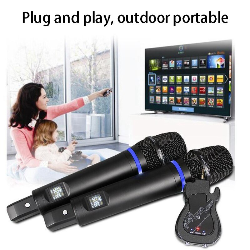 Wireless Microphone USB RCA MIC Handheld UHF Mic with Receiver for KTV Karaoke Party