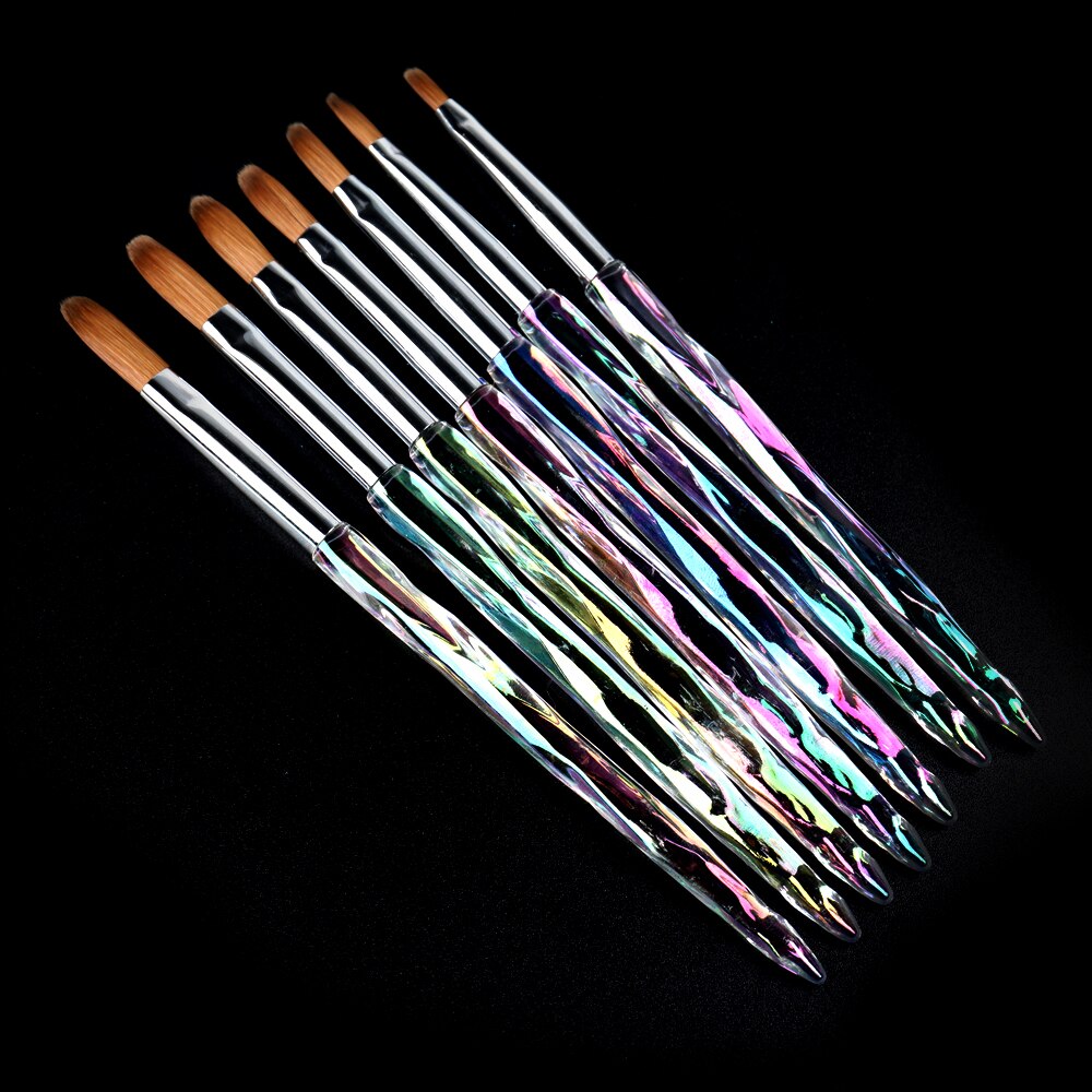 ANGNYA 12 #14 # Acryl Nagel Pinsel Gewellt Kolinsky Zobel Nagel Kunst UV Gel Baumeister Manikübetreffend Pinsel Flache Runde diamant Gradienten Griff