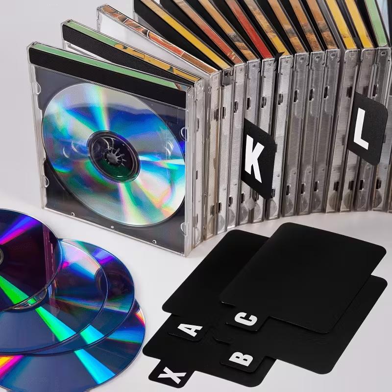 26pcs CD/DVD/Vinyl Record Organizer Dividers A-Z Alphabet File Storage Separator For Music Albums, Office, Home, Space-Saving