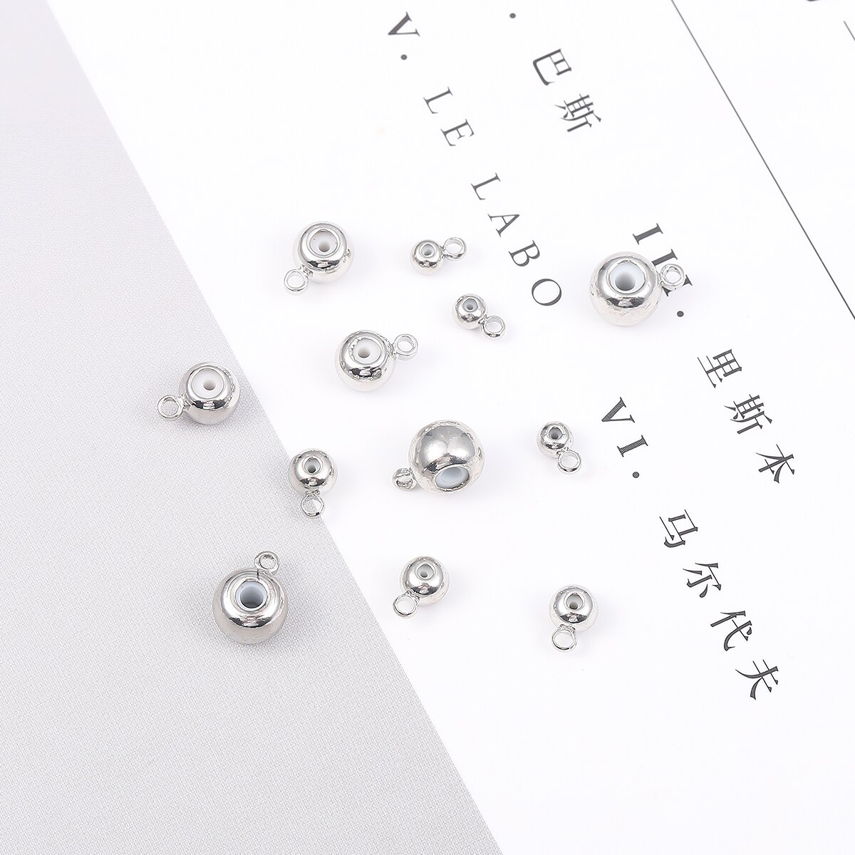 10pcs Round Gold-plated Copper Strap Hanging Glossy Round Bracelet Necklace Adjustment Bead Positioning Spacer Bead