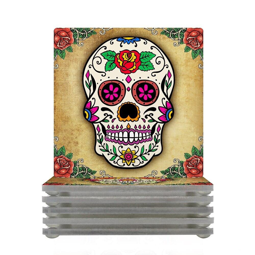 Brain Specimen Coasters Set 3D Organ Brain Artwork Brain Slices Square Acrylic Glass Drinks Table Coaster Drunk Scientists